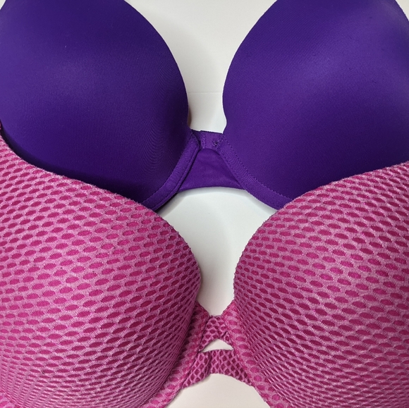 PINK Victoria's Secret 34C LOT OF 2 PUSH UP PURPLE SOLID / PERFECT SHAPE PINK - Picture 2 of 4